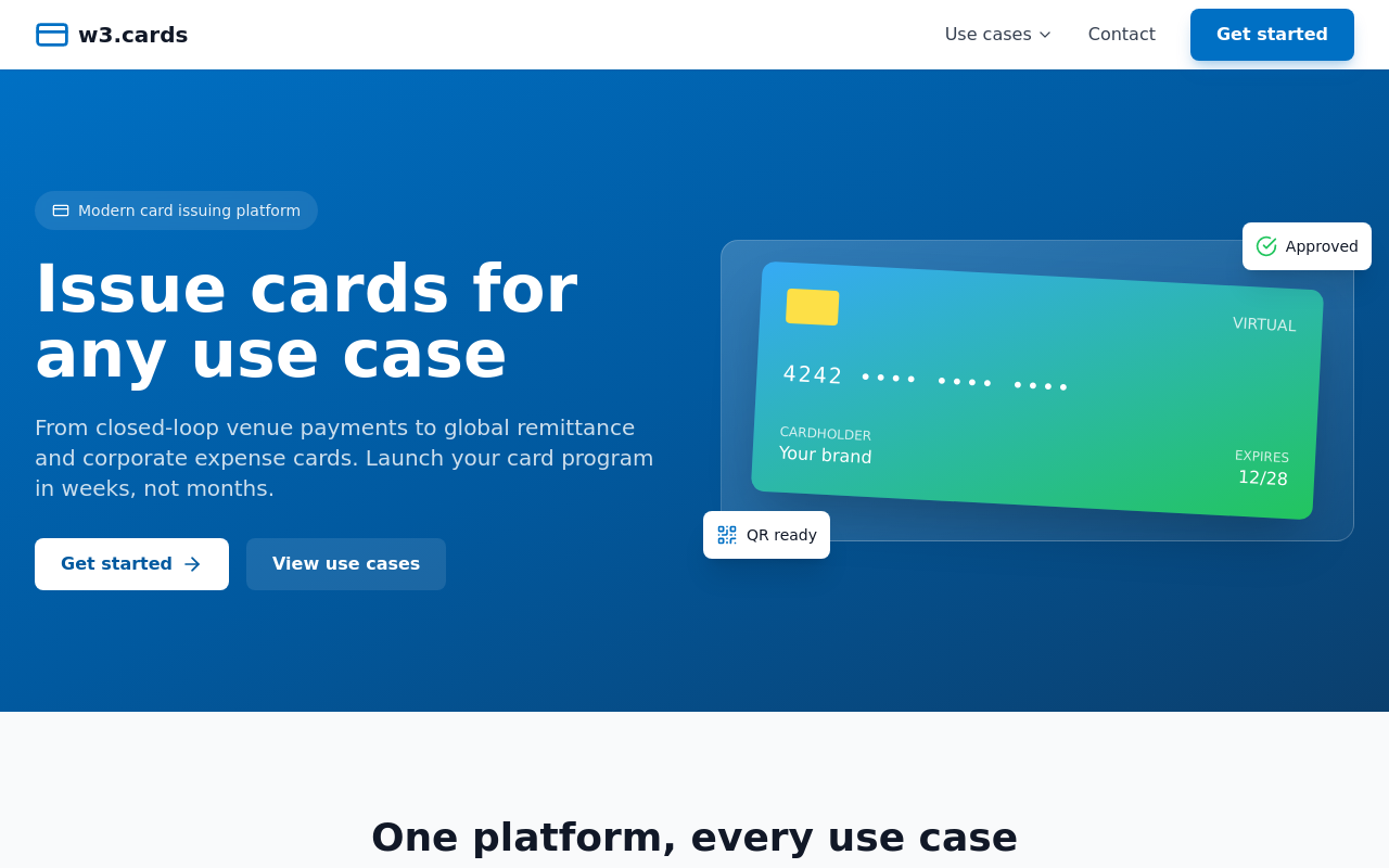 W3 Cards - Modern Card Issuing Platform
